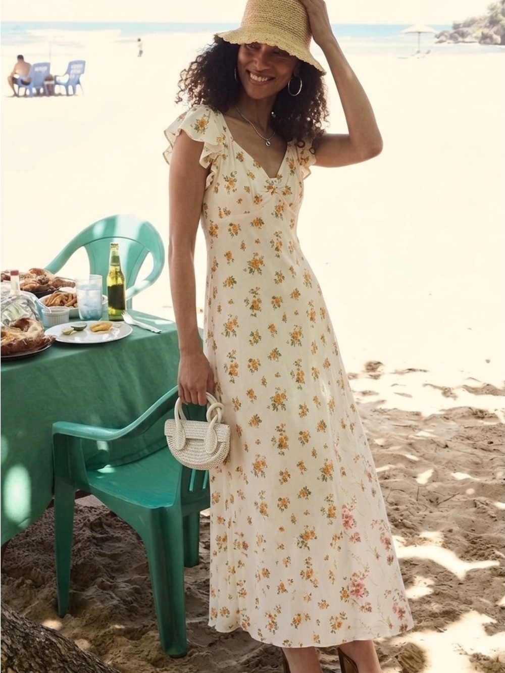 NWT Reformation Lisola Maxi Floral Dress in Sz S Nicola Cream - Picture 11 of 16